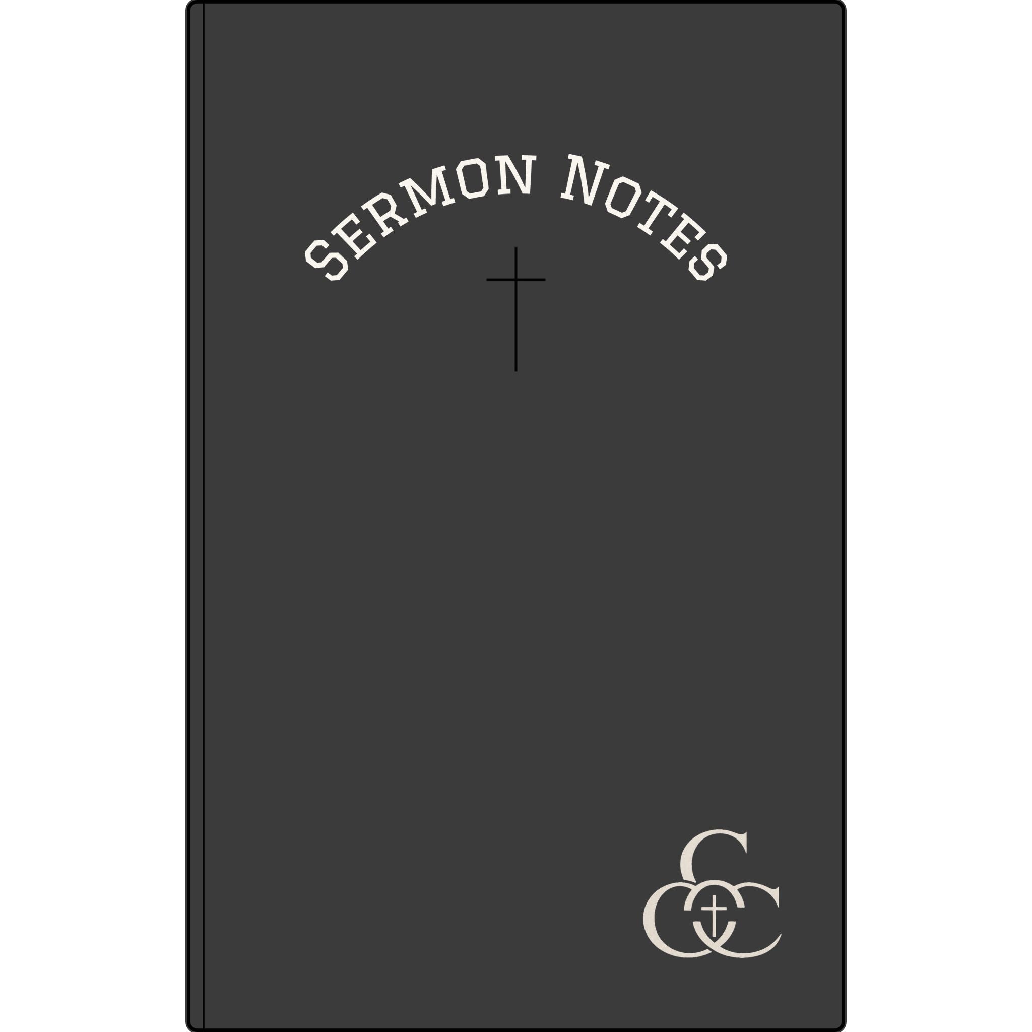 Vegan Leather Sermon Notes Journal — Engraved Christian Notebook with Cross