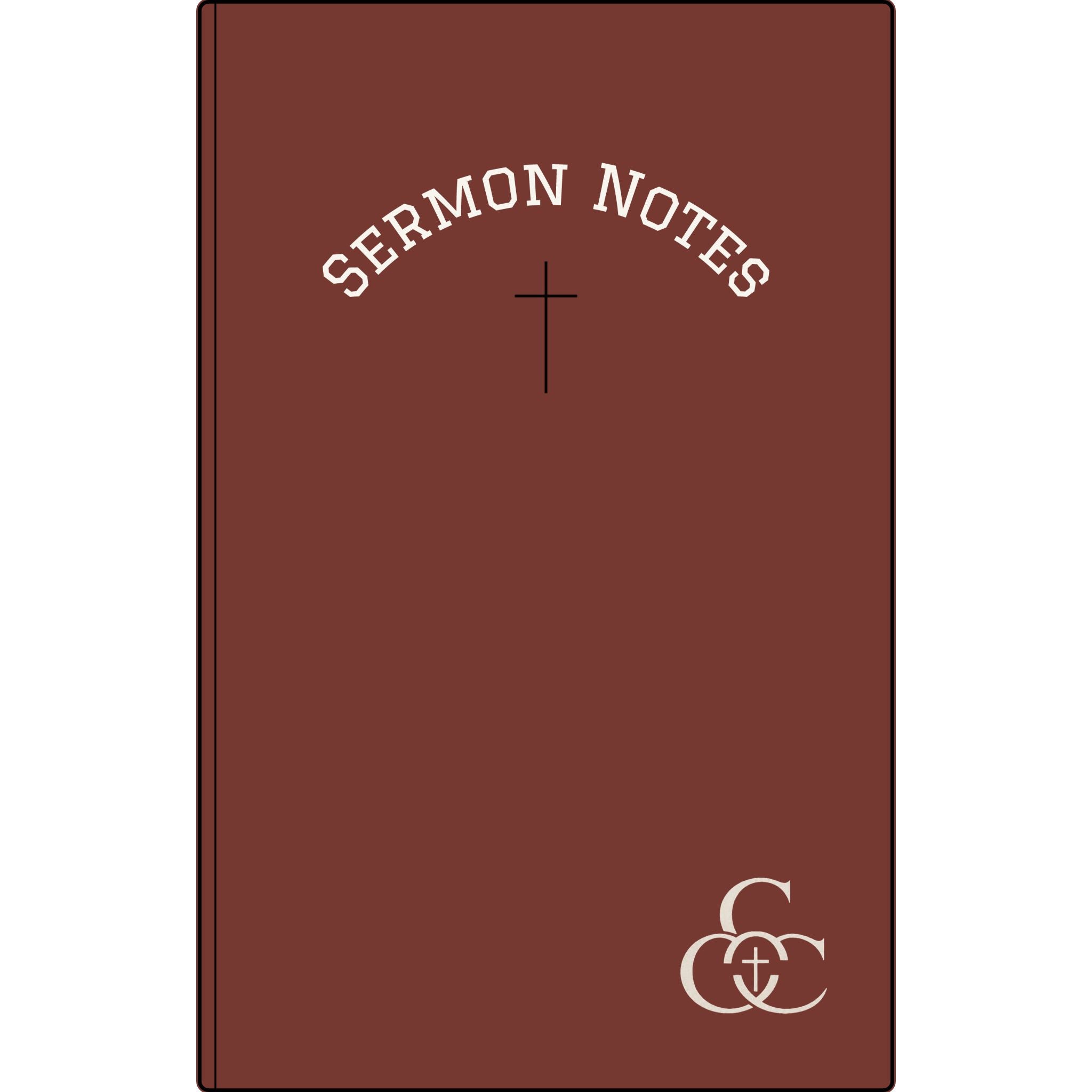 Vegan Leather Sermon Notes Journal — Engraved Christian Notebook with Cross