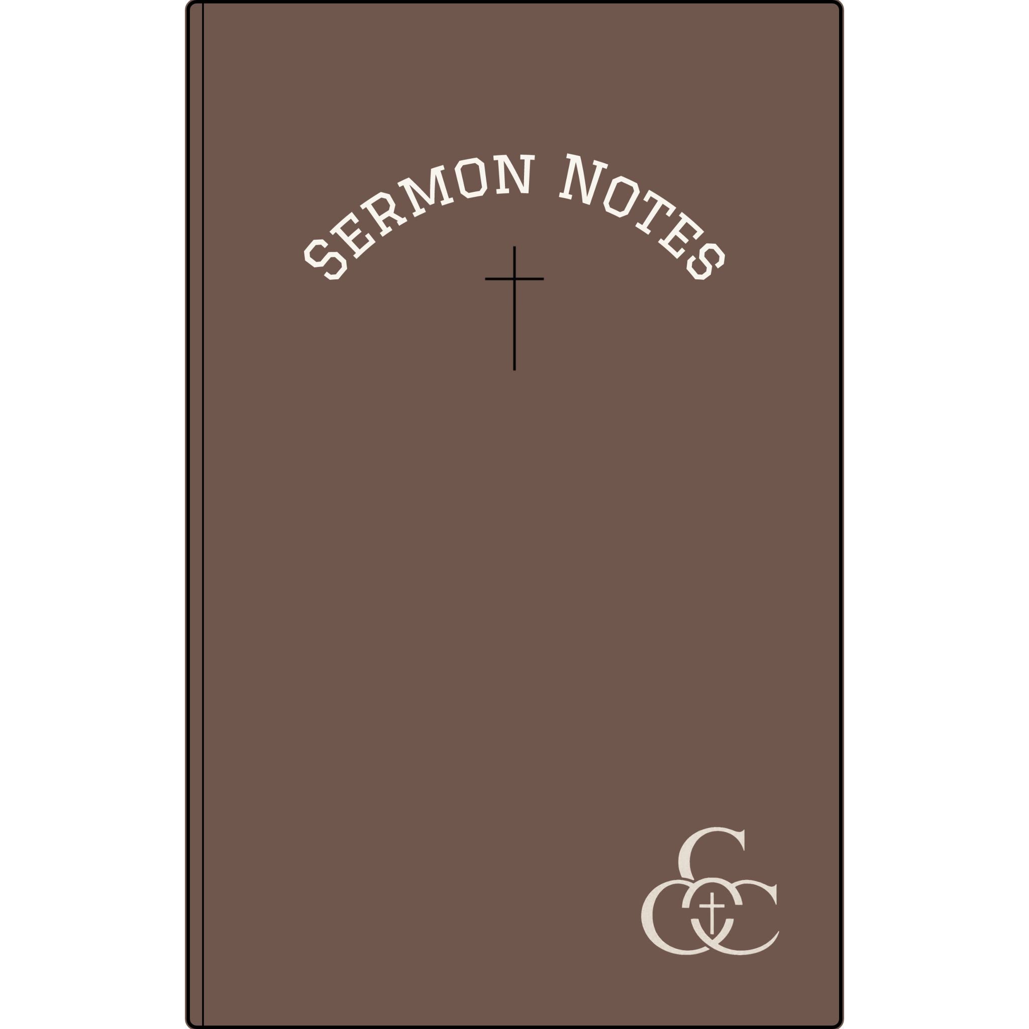 Vegan Leather Sermon Notes Journal — Engraved Christian Notebook with Cross