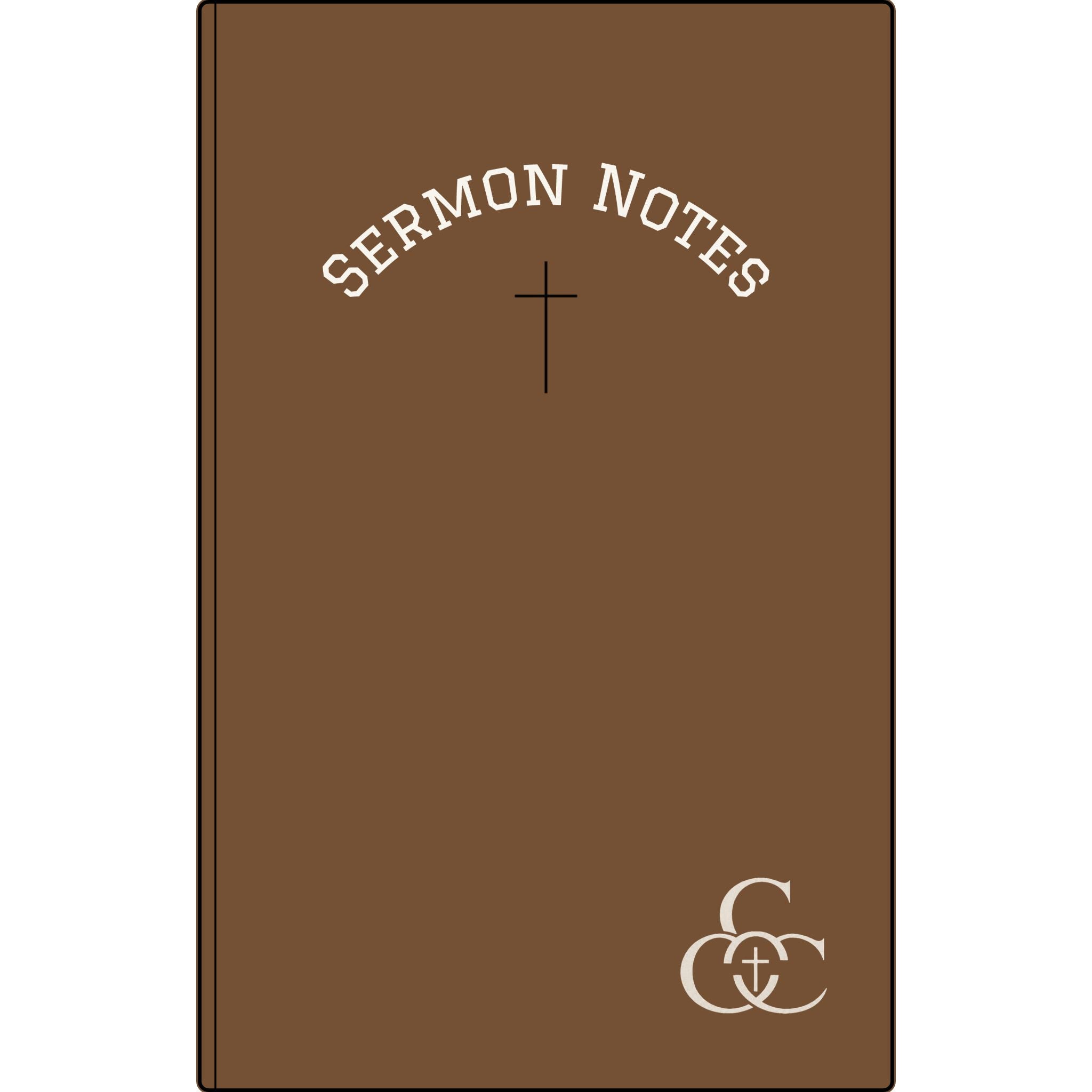 Vegan Leather Sermon Notes Journal — Engraved Christian Notebook with Cross
