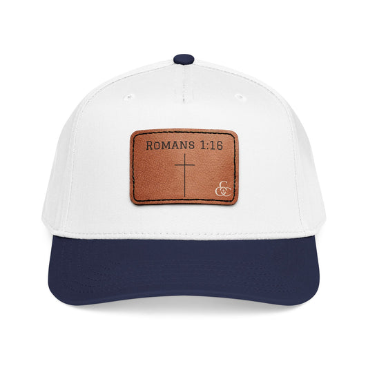Romans 1:16 Leather Patch Baseball Cap — Christian Faith Baseball Hat