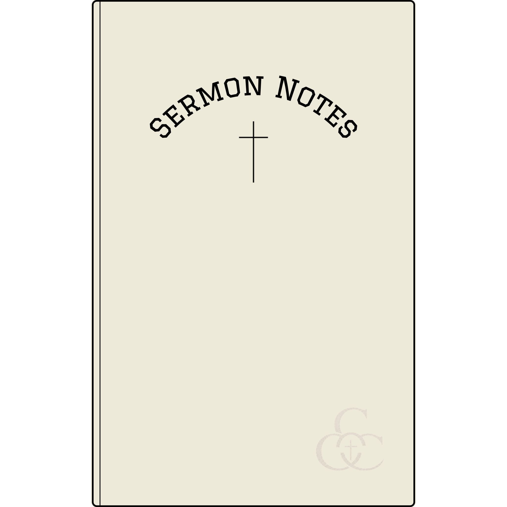 Vegan Leather Sermon Notes Journal — Engraved Christian Notebook with Cross